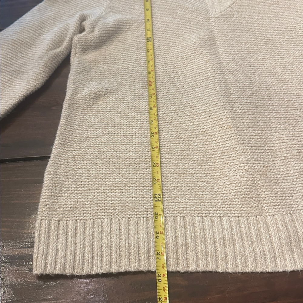 J. Jill V-neck long sleeve oatmeal heather cotton blend ribbed trim M sweater - Picture 12 of 13